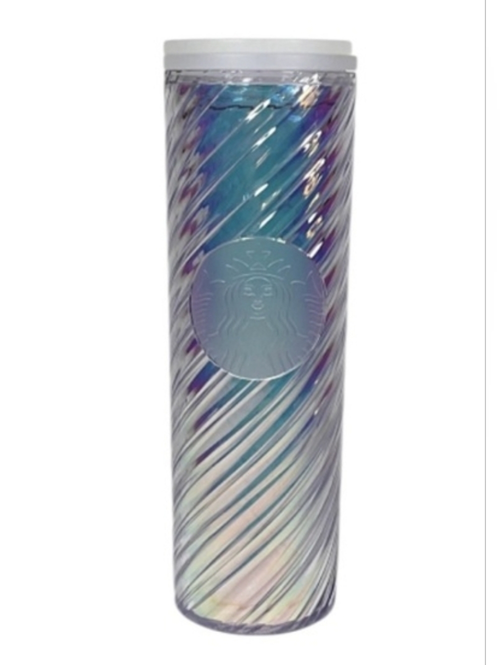 Starbucks Iridescent Swirl Cold Cup Tumbler Venti 24oz Purple Blue